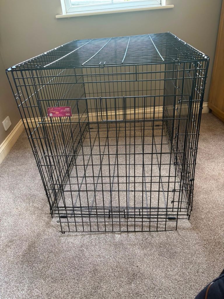 Black metal extra large dog crate 