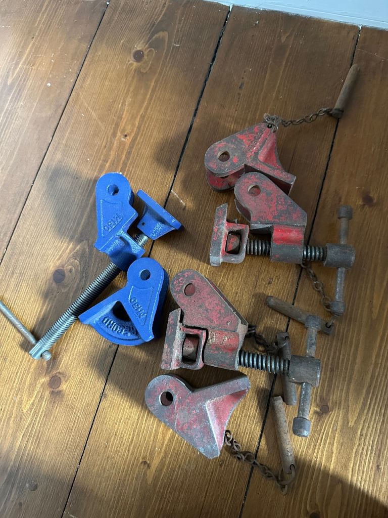 Sash clamps ends x 3 - 2 used one Record unused