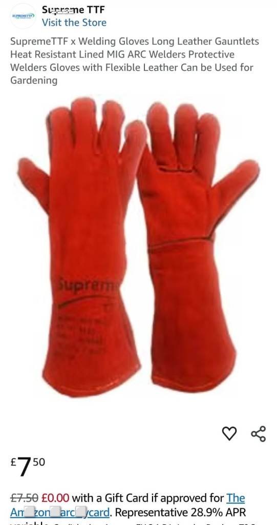 SupremeTTF RED WELDER Heavy-Duty Leather Welding Gloves Size 10