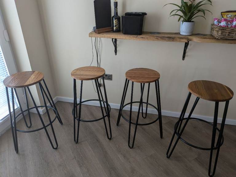 Wooden bar stools x 4