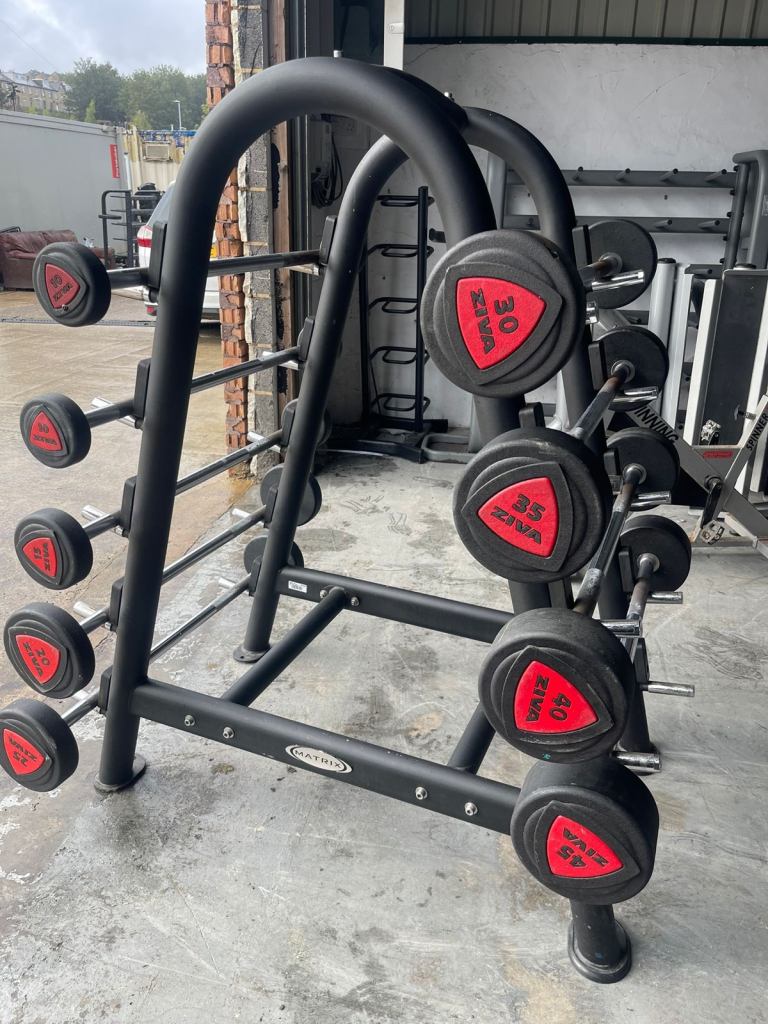 Ziva ZVO Polyurethane Fixed Weight Barbell Set 10-45kgs with Rack  Delivery £50 Available 2 Sets