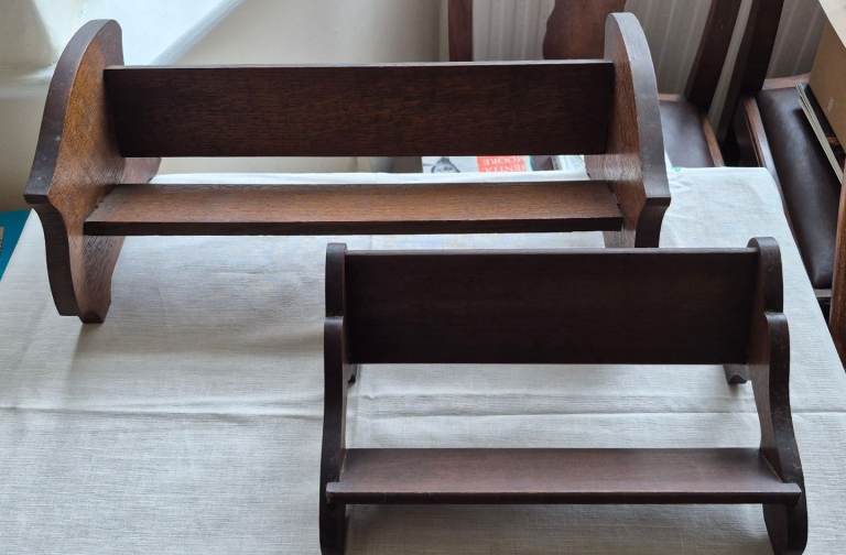 2 x Vintage Wooden Freestanding Book Shelves. 