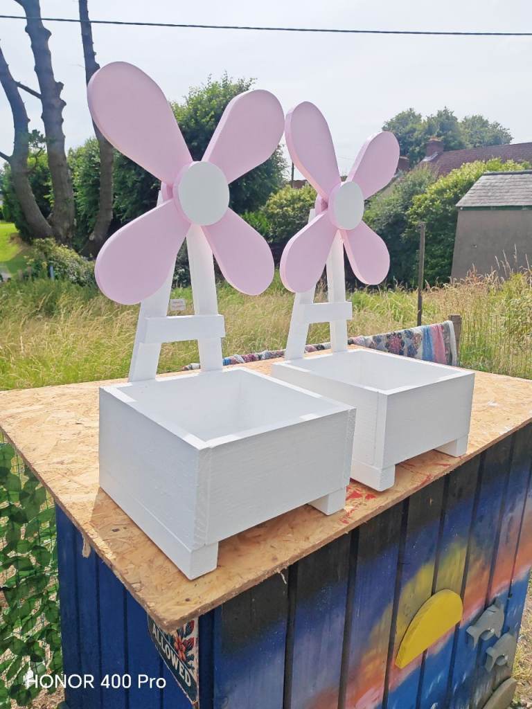 New Handmade Windmill Planters – Various Colours Available