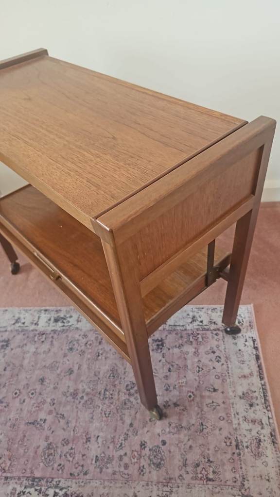Vintage teak metamorphic serving trolley