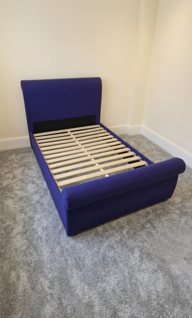 Double Blue Fabric Sleigh Bed Frame (SAME DAY DELIVERY AVAILABLE)