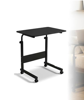 Adjustable Black Laptop Desk on Wheels – New