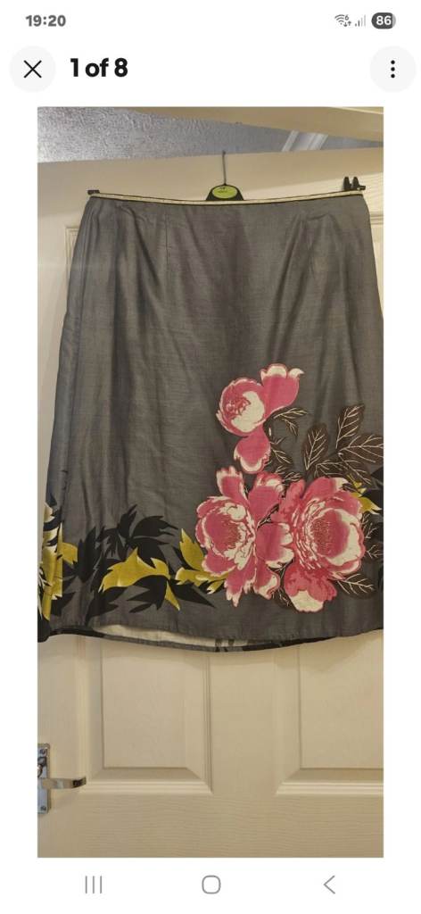 Monsoon Lined Size 12 Silver Grey Embellished Pattern Skirt