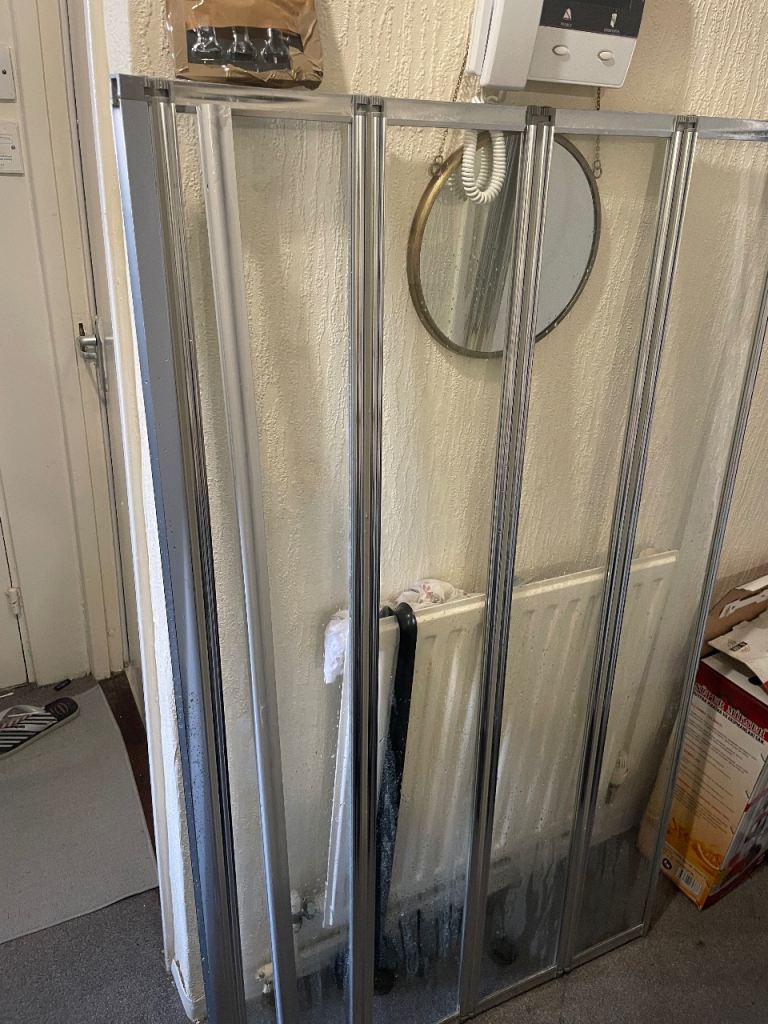 900x1400mm 4 Fold Folding Shower Bath Screen Door Panel Wetroom Glass