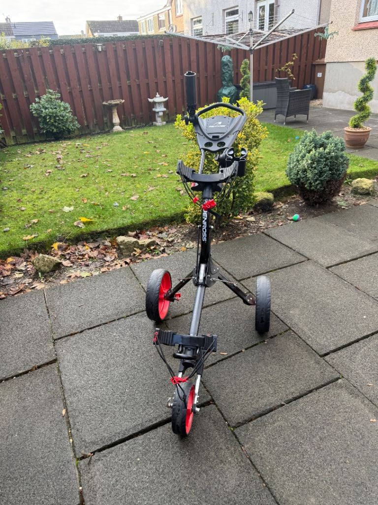 BENROSS Q FOLD 3-WHEEL COMPACT GOLF PUSH TROLLEY + CALLAWAY CHEV 14 ...