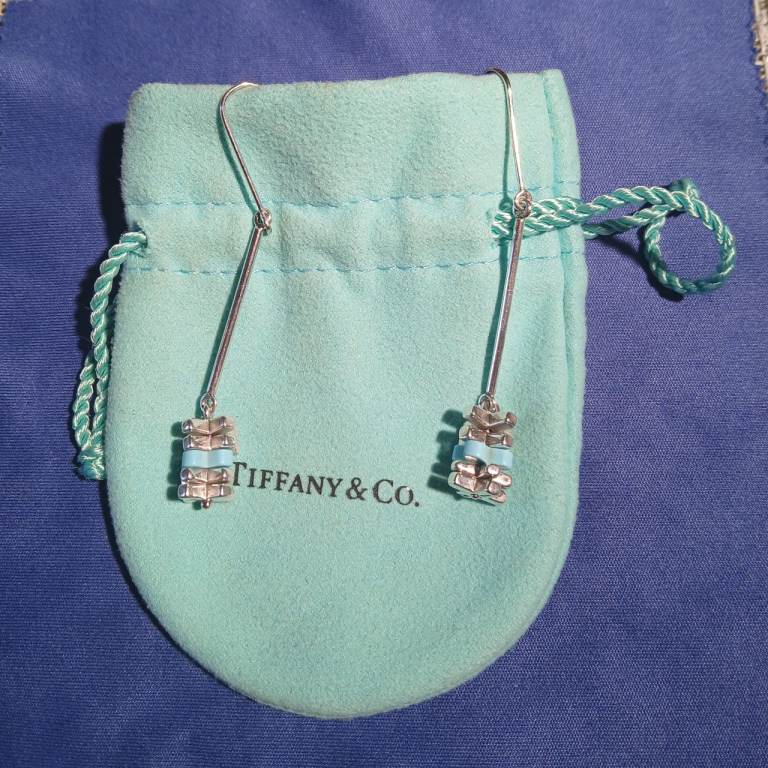 Tiffany & Co. Silver and Turquoise Drop Earrings, Good Condition