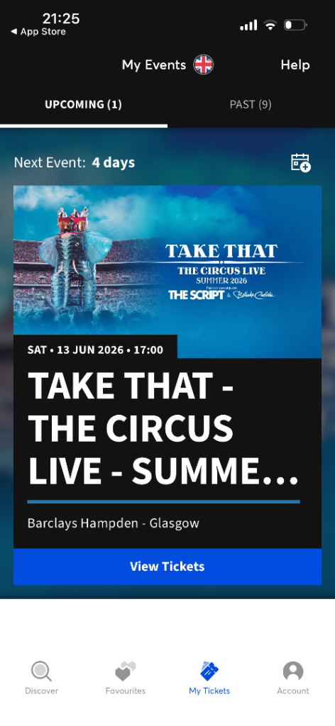 2 Standing tickets for Take That 