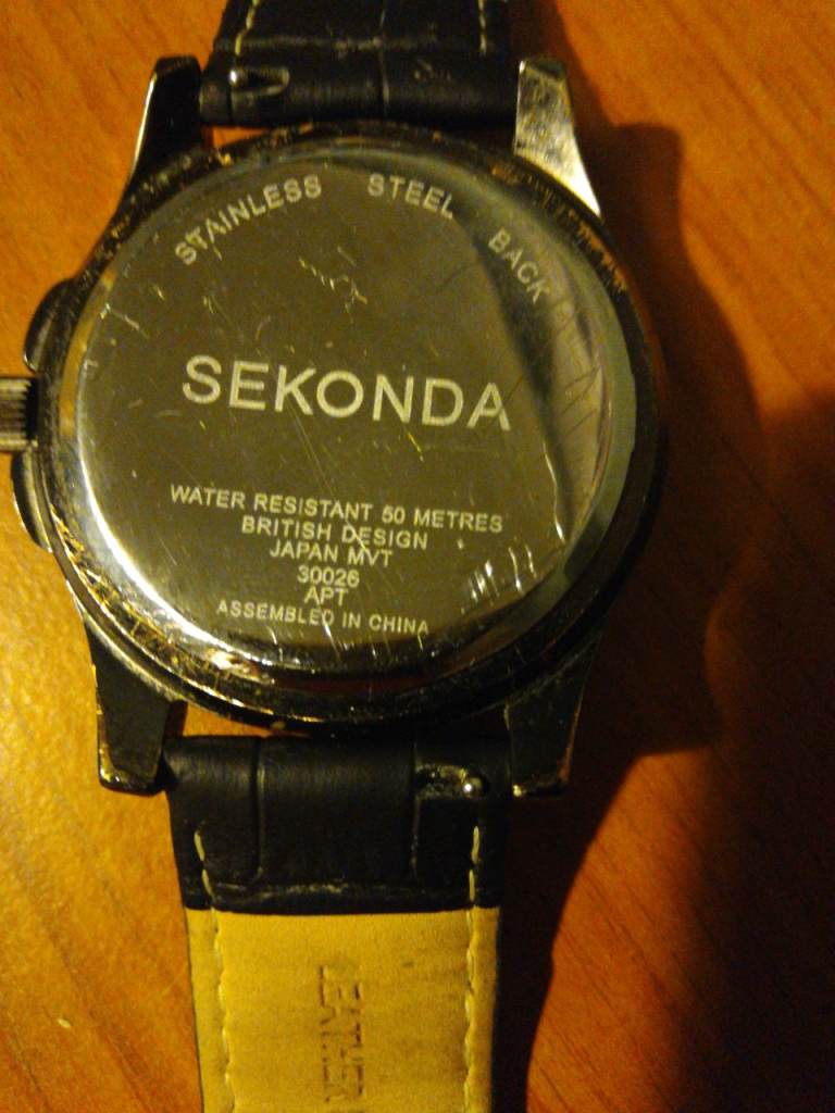 Sekonda 30026 Men's Watch - Black Leather Strap, Good Condition