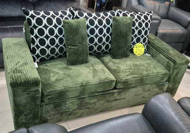 Green Jumbo Cord 2 Seater Sofa New