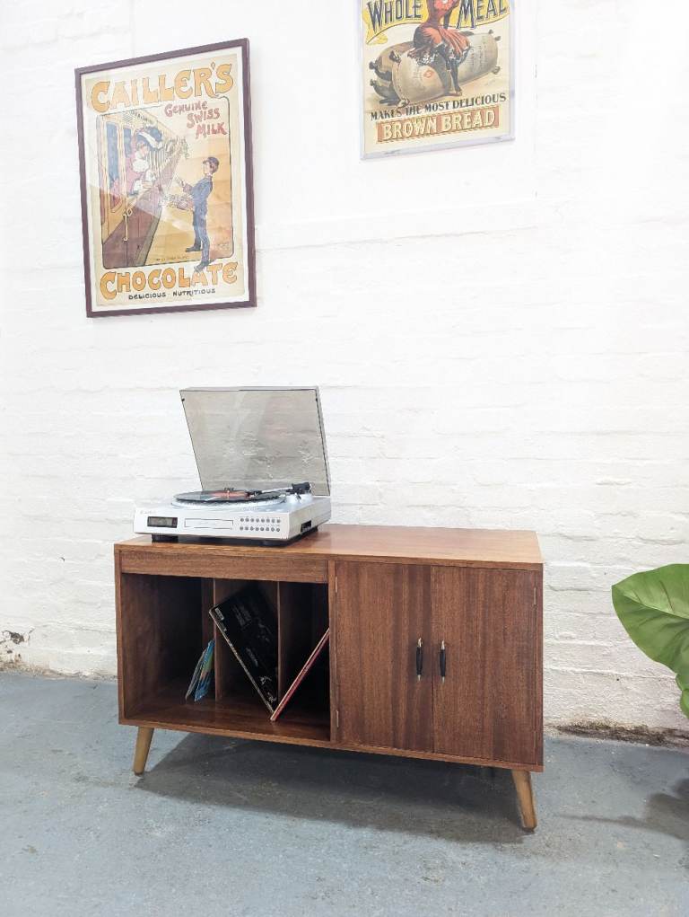 Mid Century Teak Sideboard Record Cabinet