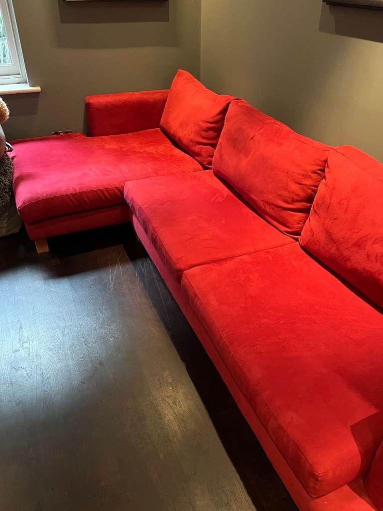 Fabulous Red Velvet Corner Sofa