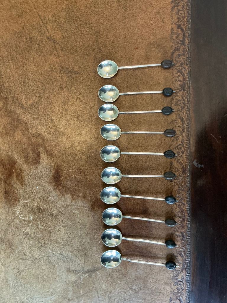 STERLING SILVER COFFEE BEAN COFFEE SPOONS