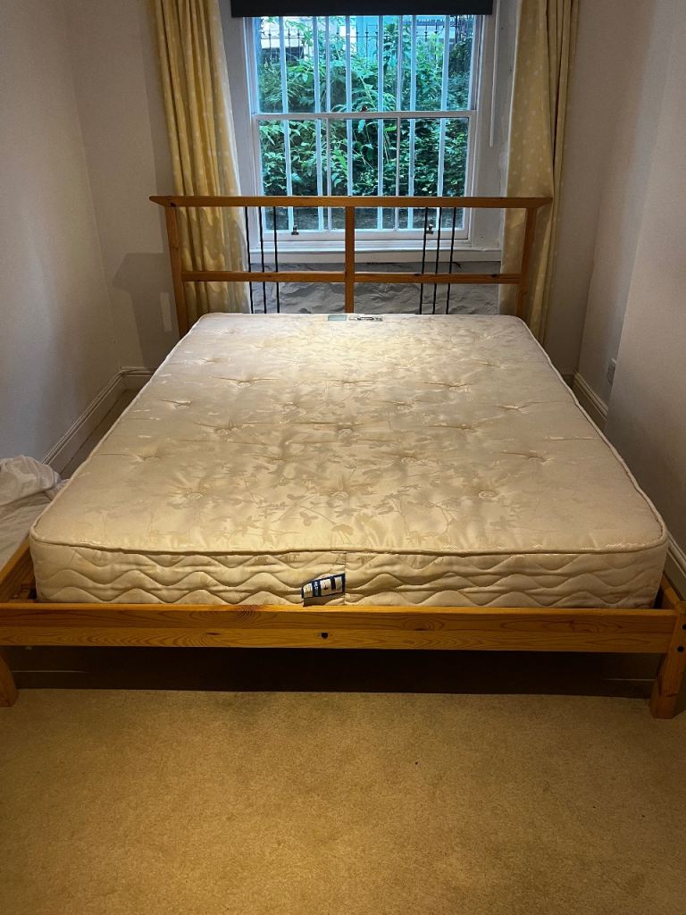 Free Kingsize bed frame and silent night mattress 
