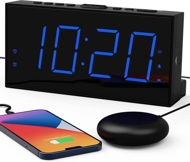 ROCAM Loud Alarm Clock with Bed Shaker for Heavy Sleepers