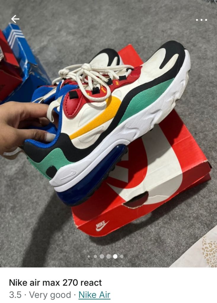 Nike air max 270 react size 3.5