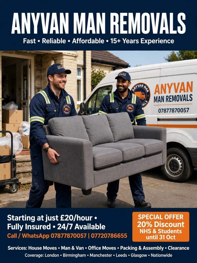 MAN AND VAN / REMOVALS - House Moves, Man with Van, Van Hire - From £20 P/H