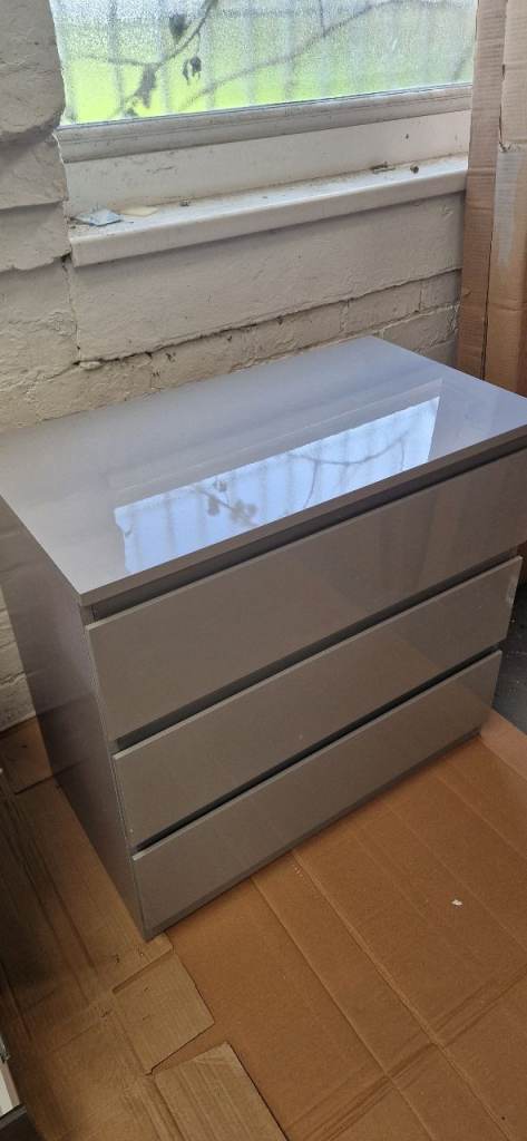 Argos home jenson 3 drawer chest - Grey gloss - assembled 