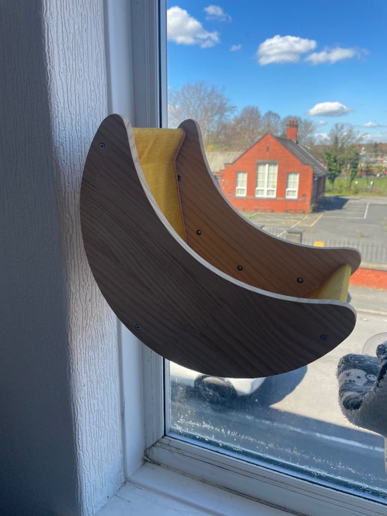 Wooden Cat Hammock- Moon shaped 