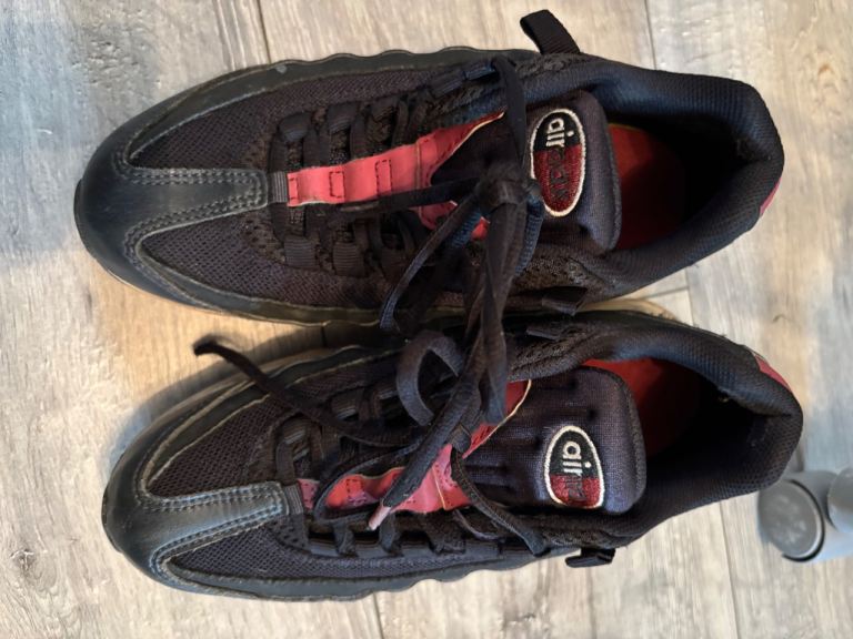 Nike Air Max 95 Trainers - Black and Red, Fair Condition