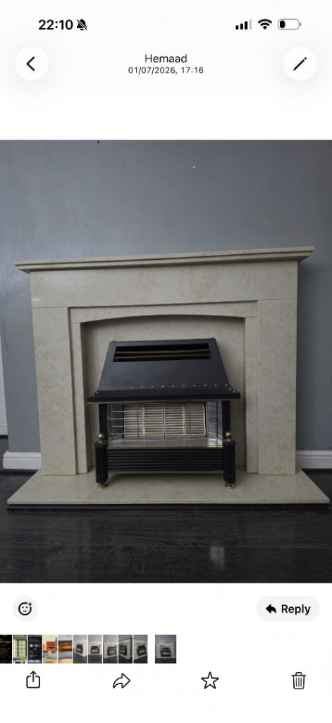 Marble effect with fireplace