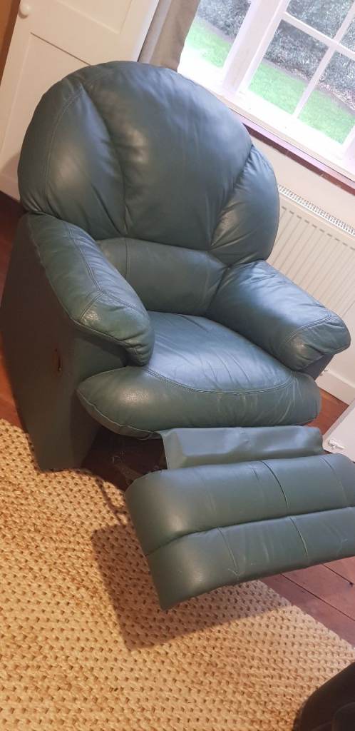 Leather green recliner armchair
