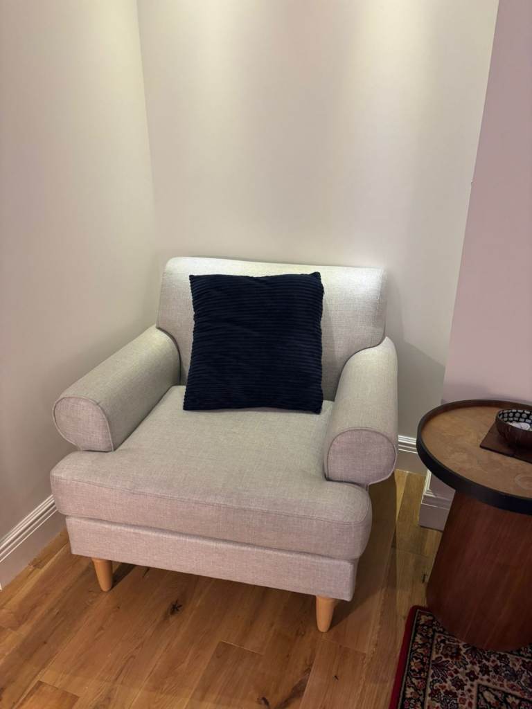 John Lewis Armchair – Grey Fabric – Excellent Condition (Brand New)