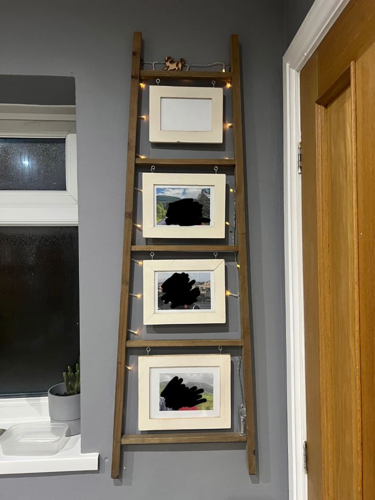 Wooden ladder picture frame 