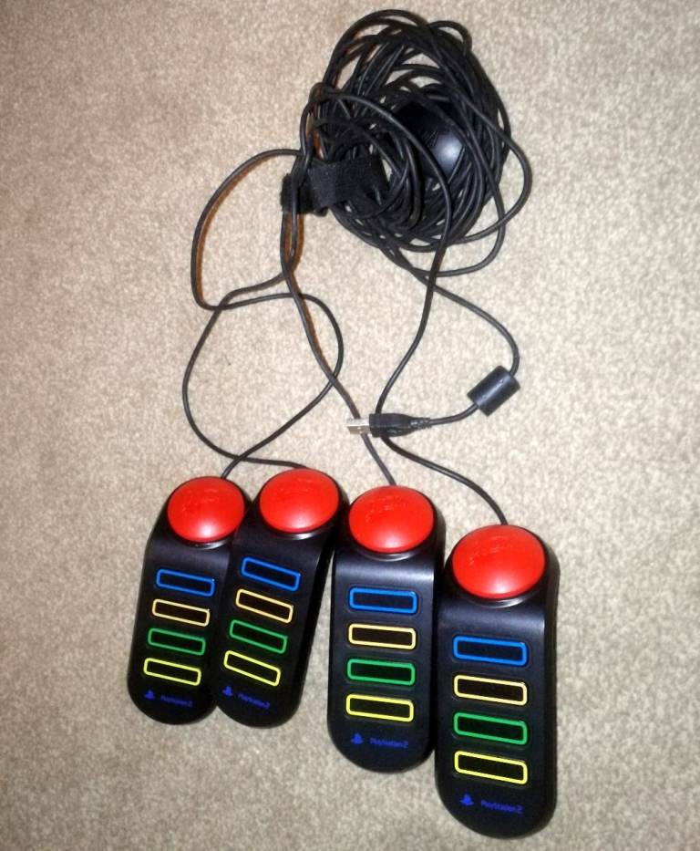 Genuine Sony Playstation 2 PS2 Buzz Quiz Controllers Set Of 4 SCEH-0005 Untested