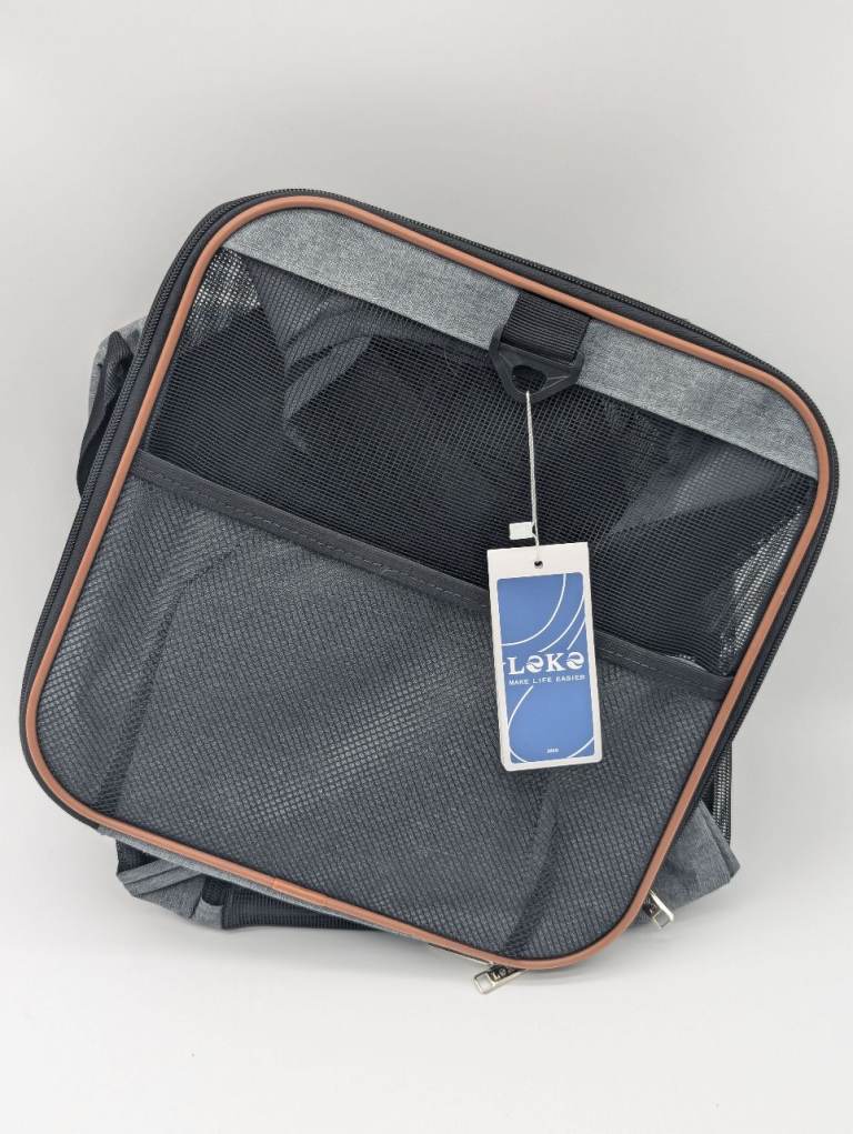 LOKE Foldable Pet Carrier Backpack – Grey