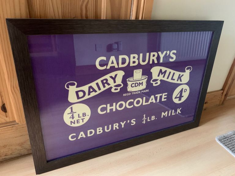 Large Framed and Glazed Cadbury’s Chocolate Advertising Picture 83cm x 56cm