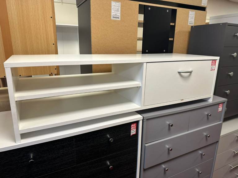 image for Squares Wide Tv unit 1 Drawer White 