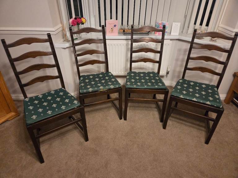 Ercol Old Colonial Gate Leg Dining Table and 4 Ladder Back Chairs