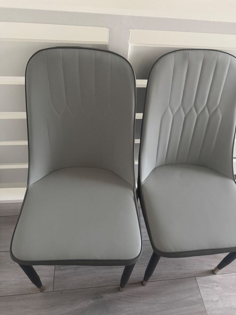 4 Pair of Modern Grey Dining Chairs – Good Condition