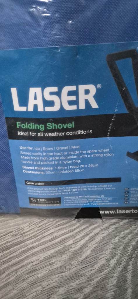 Laser foldable shovel and bag