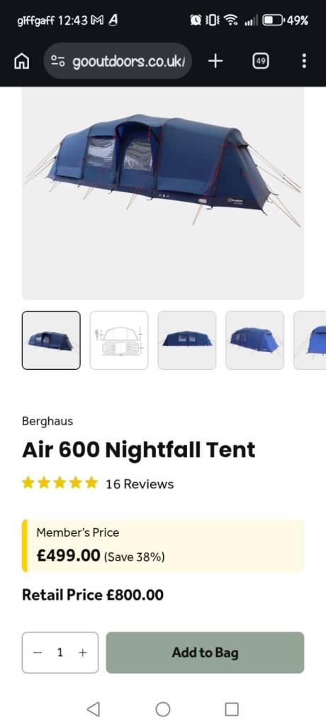 Berghaus Air 600 Nightfall Tent 
