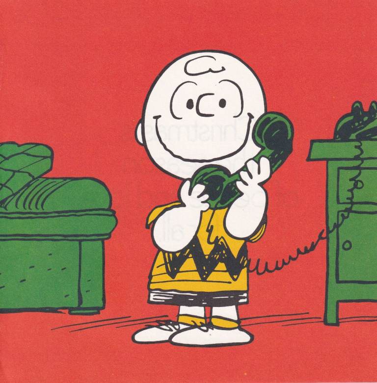 65. A Rare Original Print of CHARLIE BROWN ON THE PHONE - SNOOPY / PEANUTS