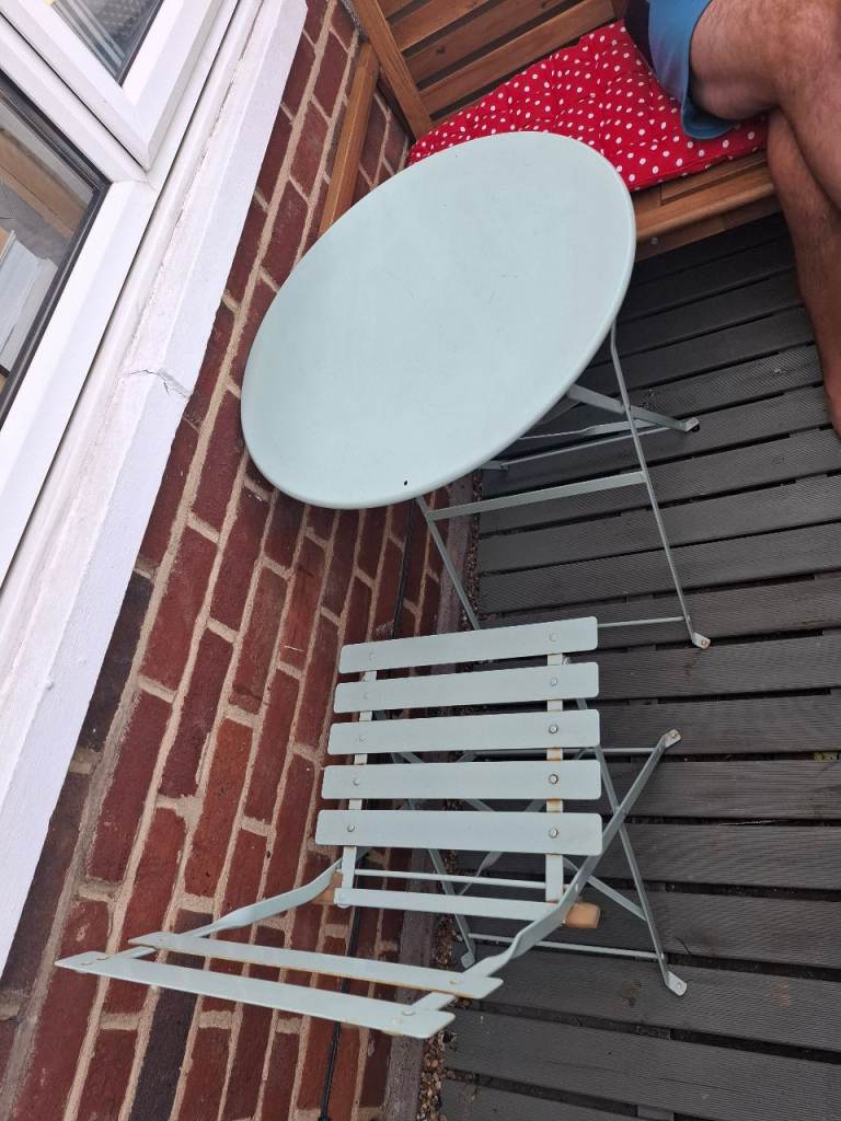 Mint Green Folding Garden Table & Chair Set – Good Condition