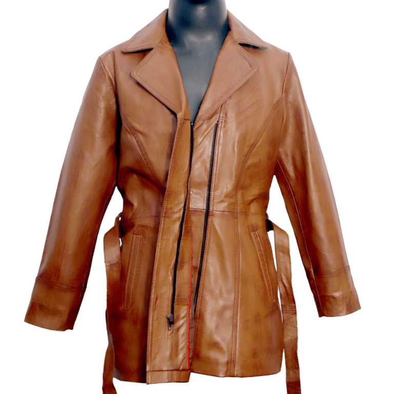 Women’s Genuine Lambskin Leather Jacket – Tan Brown