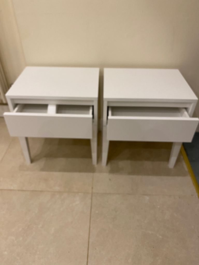 image for New Bedroom  Furniture New Bedside Tables Pair of New Bedside Drawers Nee White Bedside Cabinets