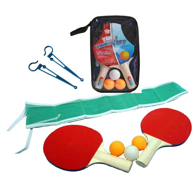 INSTANT PORTABLE TRAVEL TABLE TOP TENNIS PING PONG BALLS BATS NET FITS ANY TABLE