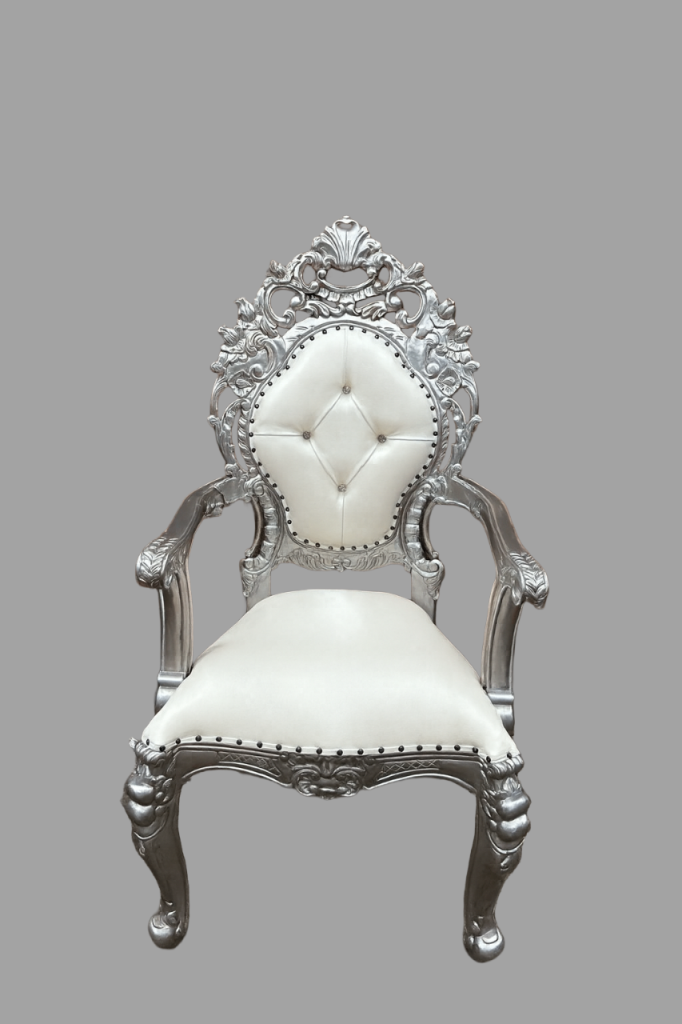 Large Riga Throne Chair - White Frame with White Leather - Wedding Furniture - Home