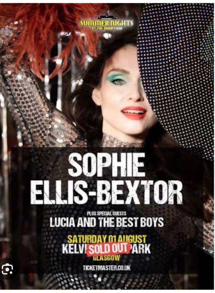 X2 Sophie Ellis-Bextor, Glasgow Kelvingrove bandstand. 