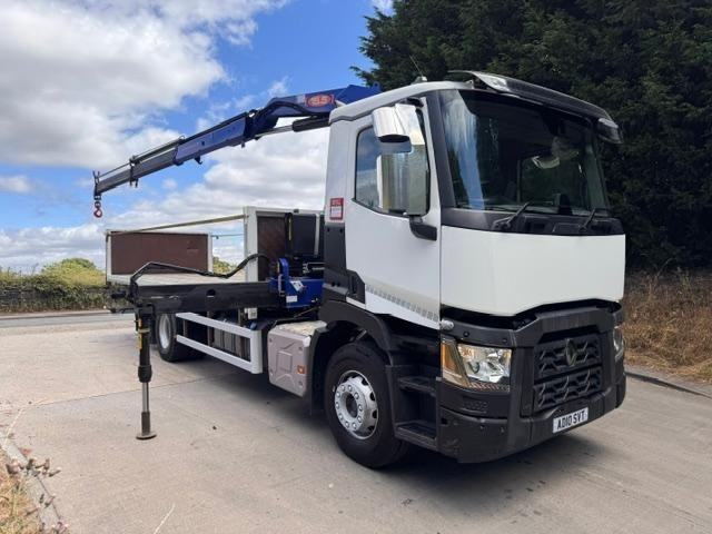 2021 71 Renault C380 E6 6x2 27ft flat bed PM Serie 15.5 remote crane 