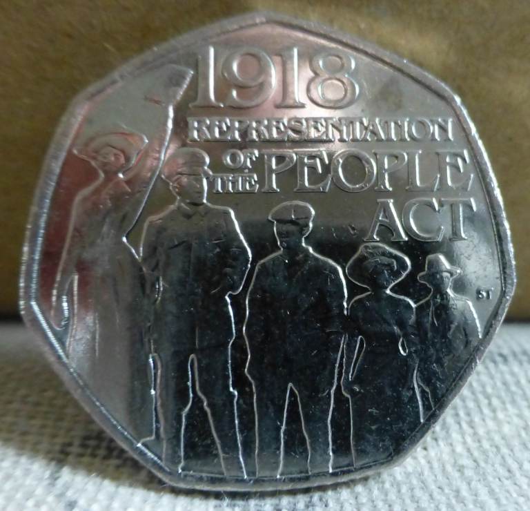 1918 Representation of the People Act 50p – dated 2018