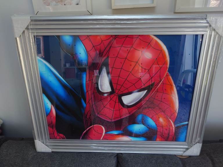 Brand new & boxed large unique liquid art picture of Spiderman