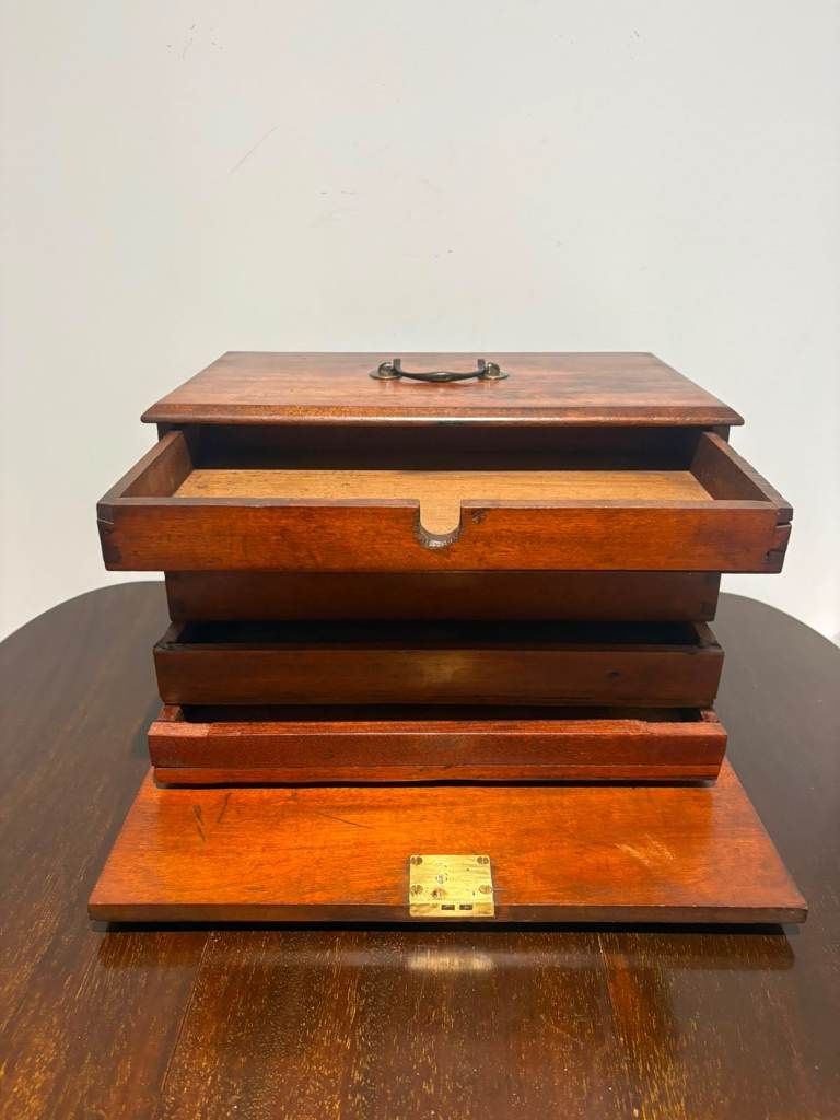 Scarce Hand Made Antique Solid Mahogany Engineers Tool Drawer Chest Tool Box Eng